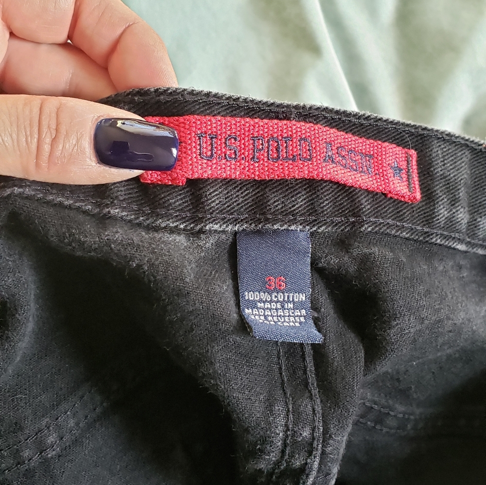 Polo black jean cargo shorts